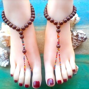 Multicolor and Brown Barefoot Sandals